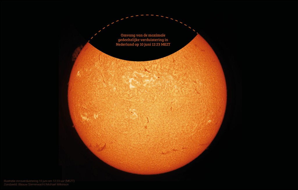 Gedeeltelijke zonsverduistering op donderdag 10 juni Astronomie.nl